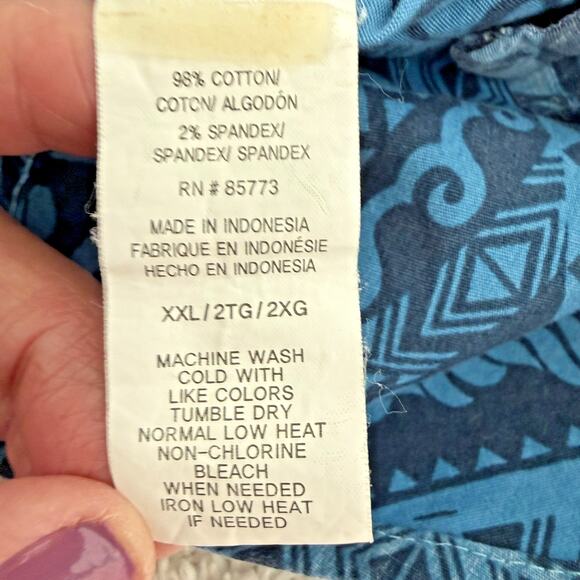 Jack O'Neill Men's XXL Blue Graphic Tribal Print Shirt Short Sleeve Casual - Picture 4 of 11